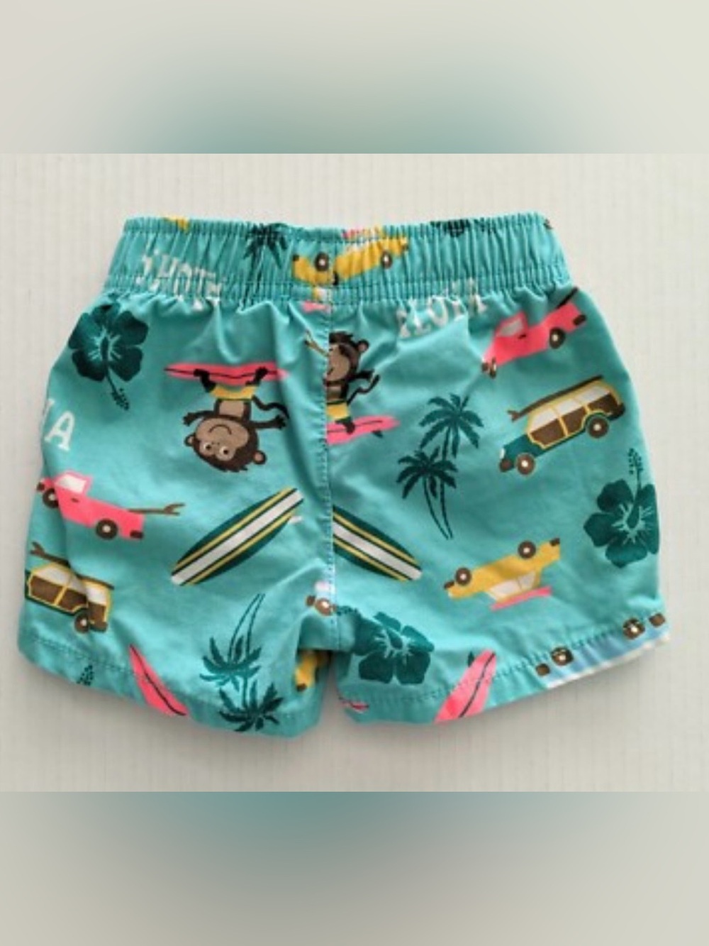 Kids Aqua Tropical Print Swim Shorts